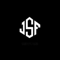 design del logo della lettera jsf con forma poligonale. jsf poligono e design del logo a forma di cubo. jsf modello di logo vettoriale esagonale colori bianco e nero. monogramma jsf, logo aziendale e immobiliare.