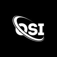 osi logo. osi lettera. design del logo della lettera osi. iniziali osi logo legate da cerchio e logo monogramma maiuscolo. tipografia osi per il marchio tecnologico, commerciale e immobiliare. vettore