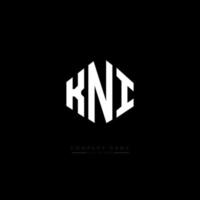 design del logo della lettera kni con forma poligonale. kni poligono e design del logo a forma di cubo. kni esagonale modello logo vettoriale colori bianco e nero. monogramma kni, logo aziendale e immobiliare.