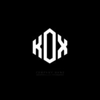 design del logo della lettera kox con forma poligonale. kox poligono e design del logo a forma di cubo. kox esagonale modello logo vettoriale colori bianco e nero. monogramma kox, logo aziendale e immobiliare.