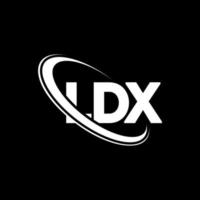 logo ldx. lettera ldx. disegno del logo della lettera ldx. iniziali logo ldx collegate a cerchio e logo monogramma maiuscolo. tipografia ldx per il marchio tecnologico, commerciale e immobiliare. vettore