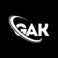 logo gak. lettera gak. design del logo della lettera gak. iniziali logo gak collegate con cerchio e logo monogramma maiuscolo. tipografia gak per il marchio tecnologico, commerciale e immobiliare. vettore