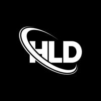 hld logo. hld lettera. design del logo della lettera hld. iniziali hld logo collegate con cerchio e logo monogramma maiuscolo. tipografia hld per marchio tecnologico, commerciale e immobiliare. vettore