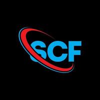 logo scf. lettera scf. design del logo della lettera scf. iniziali logo scf collegate a cerchio e logo monogramma maiuscolo. tipografia scf per il marchio tecnologico, commerciale e immobiliare. vettore