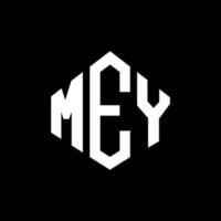 mey lettera logo design con forma poligonale. mey poligono e design del logo a forma di cubo. mey esagono logo modello vettoriale colori bianco e nero. mey monogramma, logo aziendale e immobiliare.