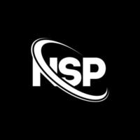 logo nsp. lettera nsp. design del logo della lettera nsp. iniziali nsp logo collegate con cerchio e logo monogramma maiuscolo. tipografia nsp per il marchio tecnologico, commerciale e immobiliare. vettore