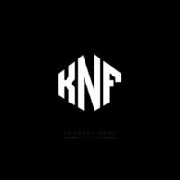 design del logo della lettera knf con forma poligonale. design del logo a forma di poligono e cubo knf. colore bianco e nero del modello di logo di vettore di esagono knf. monogramma knf, logo aziendale e immobiliare.