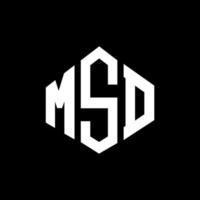 design del logo della lettera msd con forma poligonale. design del logo a forma di poligono e cubo msd. modello di logo vettoriale esagonale msd colori bianco e nero. monogramma msd, logo aziendale e immobiliare.