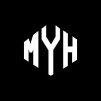 design del logo della lettera myh con forma poligonale. design del logo a forma di poligono e cubo myh. myh esagono logo modello vettoriale colori bianco e nero. monogramma myh, logo aziendale e immobiliare.