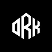 design del logo della lettera ork con forma poligonale. poligono ork e design del logo a forma di cubo. ork esagono vettore logo modello colori bianco e nero. monogramma ork, logo aziendale e immobiliare.