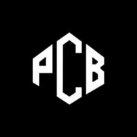 design del logo della lettera pcb con forma poligonale. poligono pcb e design del logo a forma di cubo. modello di logo vettoriale esagonale pcb colori bianco e nero. monogramma pcb, logo aziendale e immobiliare.