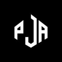 design del logo della lettera pja con forma poligonale. pja poligono e design del logo a forma di cubo. pja esagonale modello logo vettoriale colori bianco e nero. monogramma pja, logo aziendale e immobiliare.