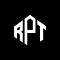 rpt lettera logo design con forma poligonale. rpt poligono e design del logo a forma di cubo. rpt esagono logo modello vettoriale colori bianco e nero. monogramma rpt, logo aziendale e immobiliare.