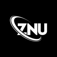 logo Znu. lettera znu. znu lettera logo design. iniziali znu logo collegate con cerchio e logo monogramma maiuscolo. tipografia znu per il marchio tecnologico, commerciale e immobiliare. vettore