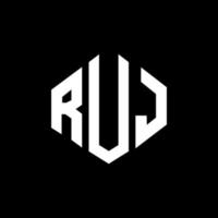 design del logo della lettera ruj con forma poligonale. ruj poligono e design del logo a forma di cubo. modello di logo vettoriale esagonale ruj colori bianco e nero. monogramma ruj, logo aziendale e immobiliare.