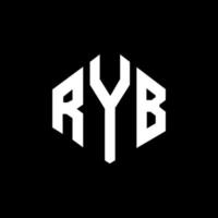 design del logo della lettera ryb con forma poligonale. ryb poligono e design del logo a forma di cubo. modello di logo vettoriale esagonale ryb colori bianco e nero. monogramma ryb, logo aziendale e immobiliare.