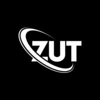 logo zut. lettera zut. disegno del logo della lettera zut. iniziali zut logo collegate con cerchio e logo monogramma maiuscolo. tipografia zut per il marchio tecnologico, commerciale e immobiliare. vettore