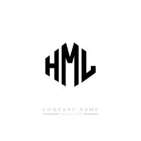 design del logo della lettera hml con forma poligonale. design del logo a forma di poligono e cubo hml. modello di logo vettoriale esagonale hml colori bianco e nero. monogramma hml, logo aziendale e immobiliare.