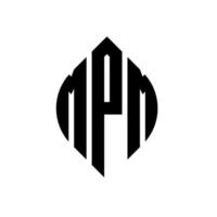 design del logo della lettera del cerchio mpm con forma circolare ed ellittica. lettere di ellisse mpm con stile tipografico. le tre iniziali formano un logo circolare. mpm cerchio emblema astratto monogramma lettera marchio vettore. vettore