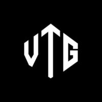 design del logo della lettera vtg con forma poligonale. vtg poligono e design del logo a forma di cubo. vtg modello di logo vettoriale esagonale colori bianco e nero. monogramma vtg, logo aziendale e immobiliare.