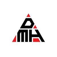 design del logo della lettera del triangolo dmh con forma triangolare. monogramma di design del logo del triangolo dmh. modello di logo vettoriale triangolo dmh con colore rosso. dmh logo triangolare logo semplice, elegante e lussuoso.