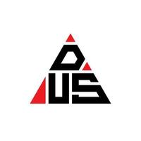 logo della lettera triangolare dus con forma triangolare. dus triangolo logo design monogramma. modello di logo vettoriale triangolo dus con colore rosso. logo triangolare dus logo semplice, elegante e lussuoso.