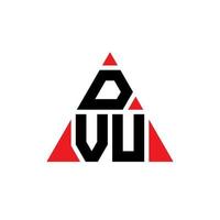 design del logo della lettera del triangolo dvu con forma triangolare. dvu triangolo logo design monogramma. modello di logo vettoriale triangolo dvu con colore rosso. dvu logo triangolare logo semplice, elegante e lussuoso.
