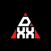 design del logo della lettera del triangolo dxx con forma triangolare. monogramma di design del logo del triangolo dxx. modello di logo vettoriale triangolo dxx con colore rosso. dxx logo triangolare logo semplice, elegante e lussuoso.