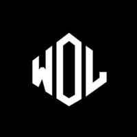 logo lettera wol con forma poligonale. design del logo a forma di poligono e cubo di wol. wol esagonale modello logo vettoriale colori bianco e nero. monogramma wol, logo aziendale e immobiliare.