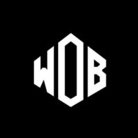 design del logo della lettera wob con forma poligonale. wob poligono e design del logo a forma di cubo. modello logo vettoriale esagonale wob bianco e nero. monogramma wob, logo aziendale e immobiliare.