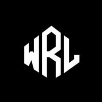logo della lettera wrl con forma poligonale. wrl poligono e design del logo a forma di cubo. wrl modello di logo vettoriale esagonale colori bianco e nero. wrl monogramma, logo aziendale e immobiliare.