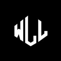 Wll lettera logo design con forma poligonale. Design del logo a forma di poligono e cubo. Wll modello di logo vettoriale esagonale colori bianco e nero. ll monogramma, logo aziendale e immobiliare.