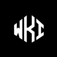 design del logo della lettera wki con forma poligonale. wki poligono e design del logo a forma di cubo. wki esagono logo modello vettoriale colori bianco e nero. monogramma wki, logo aziendale e immobiliare.