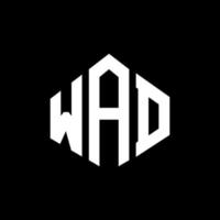 logo della lettera wad con forma poligonale. wad poligono e design del logo a forma di cubo. wad esagonale modello logo vettoriale colori bianco e nero. monogramma wad, logo aziendale e immobiliare.