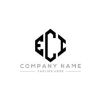 design del logo della lettera eci con forma poligonale. eci poligono e design del logo a forma di cubo. eci modello di logo vettoriale esagonale colori bianco e nero. monogramma eci, logo aziendale e immobiliare.