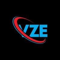 vze logo. vze lettera. vze lettera logo design. iniziali vze logo collegate con cerchio e logo monogramma maiuscolo. tipografia vze per il marchio tecnologico, commerciale e immobiliare. vettore