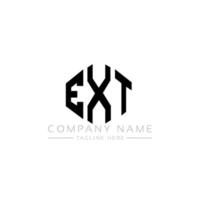 design del logo della lettera ext con forma poligonale. design del logo a forma di poligono e cubo est. ext esagono vettore logo modello colori bianco e nero. monogramma est, logo aziendale e immobiliare.