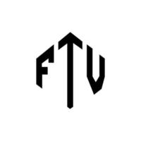 design del logo della lettera ftv con forma poligonale. ftv poligono e design del logo a forma di cubo. ftv esagono vettore logo modello colori bianco e nero. monogramma ftv, logo aziendale e immobiliare.
