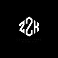 design del logo della lettera zzk con forma poligonale. zzk poligono e design del logo a forma di cubo. zzk esagono logo modello vettoriale colori bianco e nero. monogramma zzk, logo aziendale e immobiliare.
