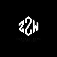 zzw lettera logo design con forma poligonale. zzw poligono e design del logo a forma di cubo. zzw modello di logo vettoriale esagonale colori bianco e nero. zzw monogramma, logo aziendale e immobiliare.
