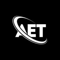 et logo. et lettera. design del logo della lettera aet. iniziali aet logo collegate con cerchio e logo monogramma maiuscolo. tipografia aet per il marchio tecnologico, commerciale e immobiliare. vettore