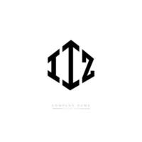 design del logo della lettera iiz con forma poligonale. iiz poligono e design del logo a forma di cubo. iiz esagono logo modello vettoriale colori bianco e nero. monogramma iiz, logo aziendale e immobiliare.