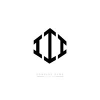 iii lettera logo design con forma poligonale. iii design del logo a forma di poligono e cubo. iii modello di logo vettoriale esagonale colori bianco e nero. iii monogramma, logo aziendale e immobiliare.
