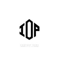 design del logo della lettera iop con forma poligonale. design del logo a forma di poligono e cubo iop. iop esagono logo modello vettoriale colori bianco e nero. monogramma iop, logo aziendale e immobiliare.