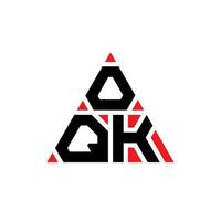 design del logo della lettera del triangolo oqk con forma triangolare. oqk triangolo logo design monogramma. modello di logo vettoriale triangolo oqk con colore rosso. oqk logo triangolare logo semplice, elegante e lussuoso.