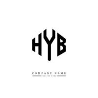 design del logo della lettera hyb con forma poligonale. hyb poligono e design del logo a forma di cubo. hyb esagonale modello logo vettoriale colori bianco e nero. monogramma hyb, logo aziendale e immobiliare.