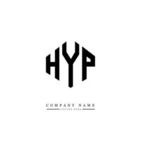 design del logo della lettera hyp con forma poligonale. design del logo a forma di poligono e cubo hyp. modello di logo vettoriale esagonale hyp colori bianco e nero. monogramma hyp, logo aziendale e immobiliare.