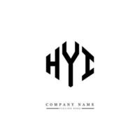 design del logo della lettera hyi con forma poligonale. hyi poligono e design del logo a forma di cubo. modello di logo vettoriale esagonale hyi colori bianco e nero. monogramma hyi, logo aziendale e immobiliare.