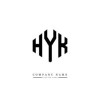 design del logo della lettera hyk con forma poligonale. hyk poligono e design del logo a forma di cubo. hyk esagono logo modello vettoriale colori bianco e nero. monogramma hyk, logo aziendale e immobiliare.