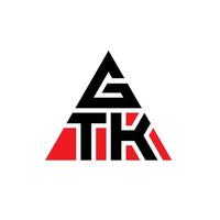 design del logo della lettera triangolo gtk con forma triangolare. gtk triangolo logo design monogramma. modello di logo vettoriale triangolo gtk con colore rosso. logo triangolare gtk logo semplice, elegante e lussuoso.